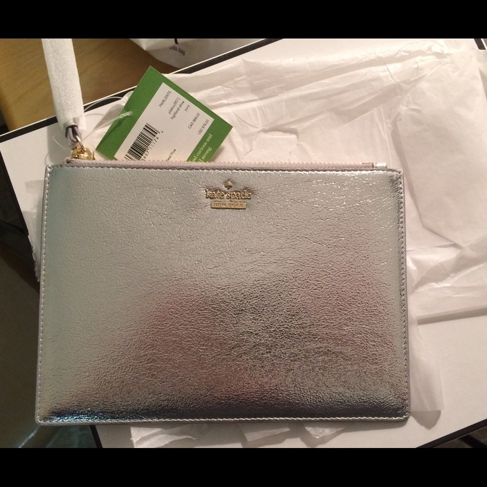 Brand New Kate Spade Silver Wristlet
